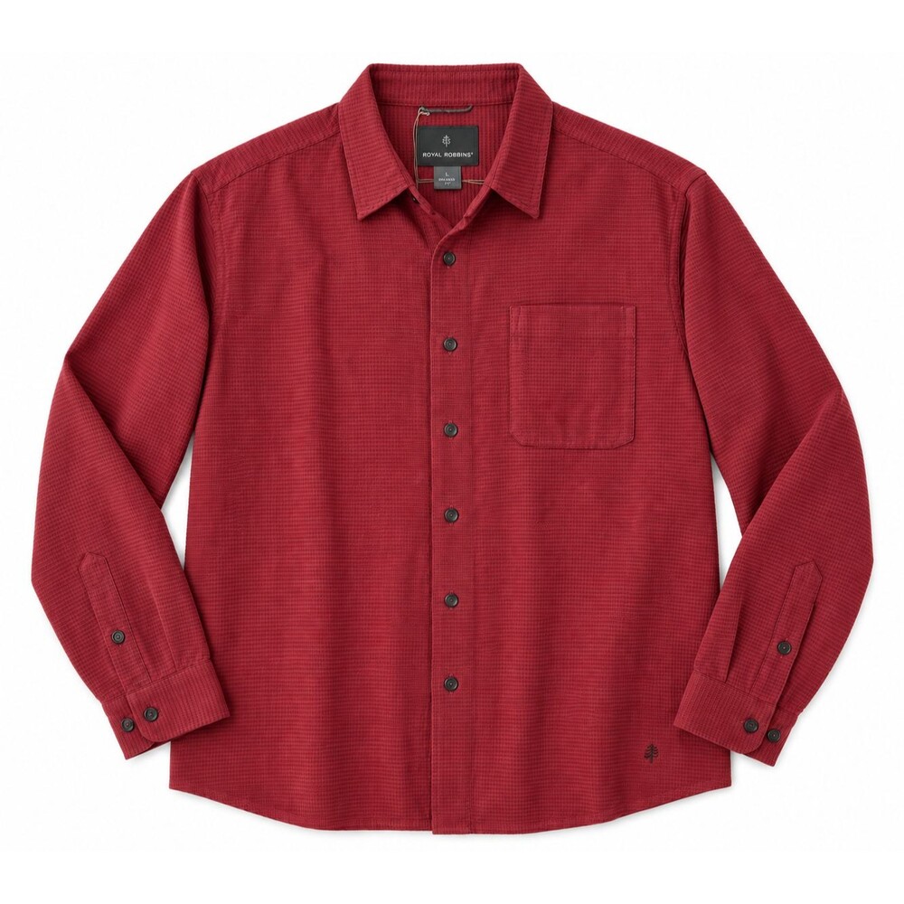 New Royal Robbins Desert Pucker Dry Long Sleeve Shirt Size Large Redwood UPF 50+